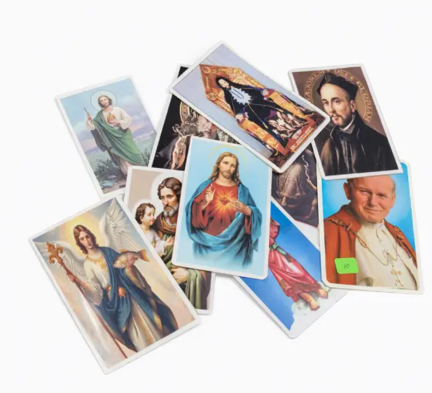 Tarjeta con oraciónes de santos