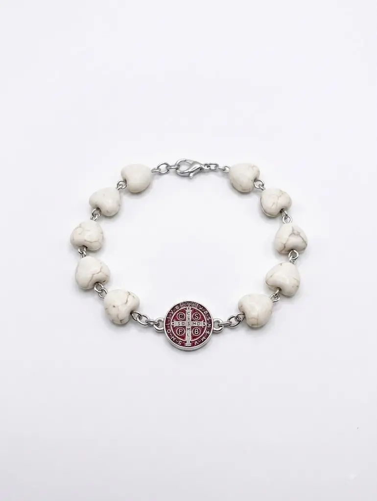 Pulsera decenario - Corazón blanco