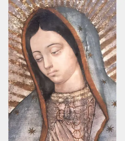 Tarjeta con rostro de la Virgen de Guadalupe